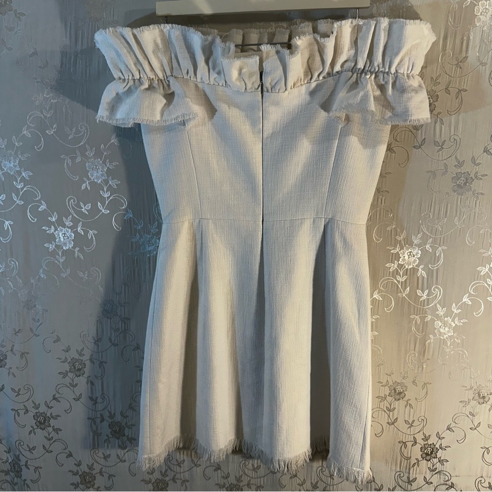 Rebecca Taylor Off-the-Shoulder White Ruffle Dress – Size 4 - Picture 12 of 15